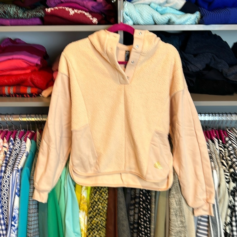 Adidas peach colored fleece hooded sweater size XS NWT